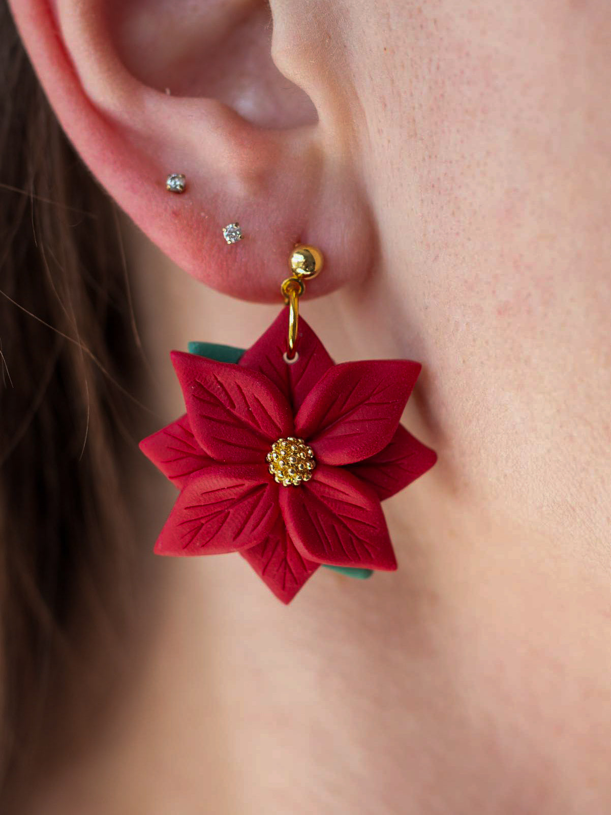 Poinsettia Statement Dangles