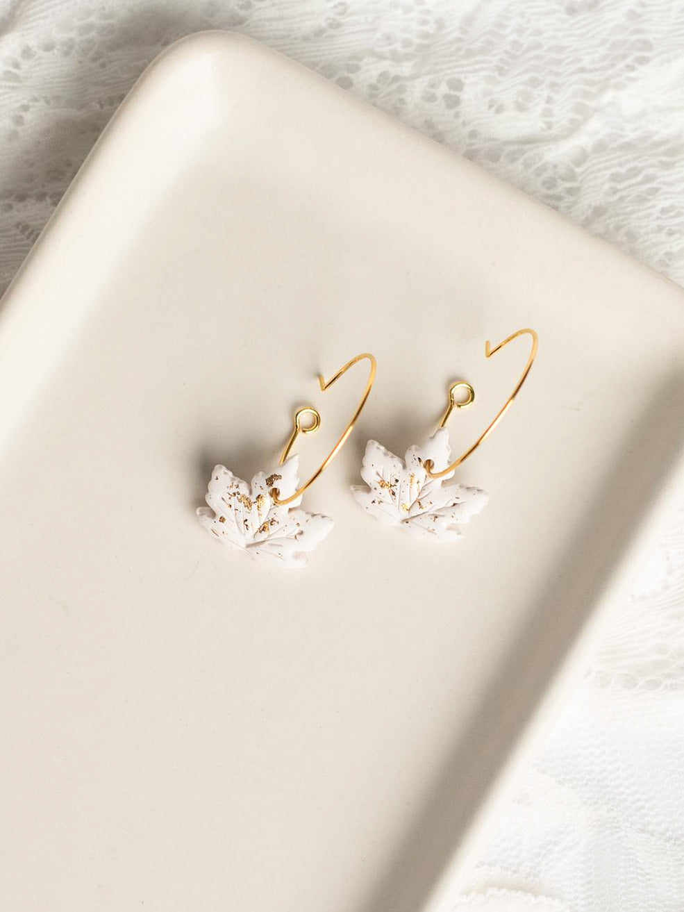 Maple Leaf Hoops in Cream