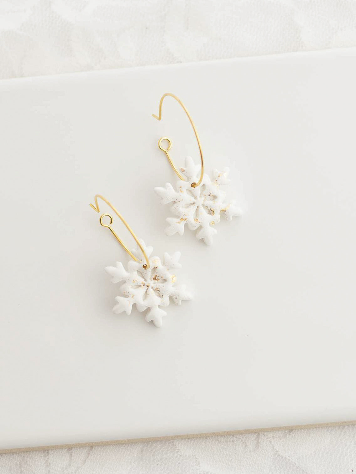 Embellished Snowflake Hoops