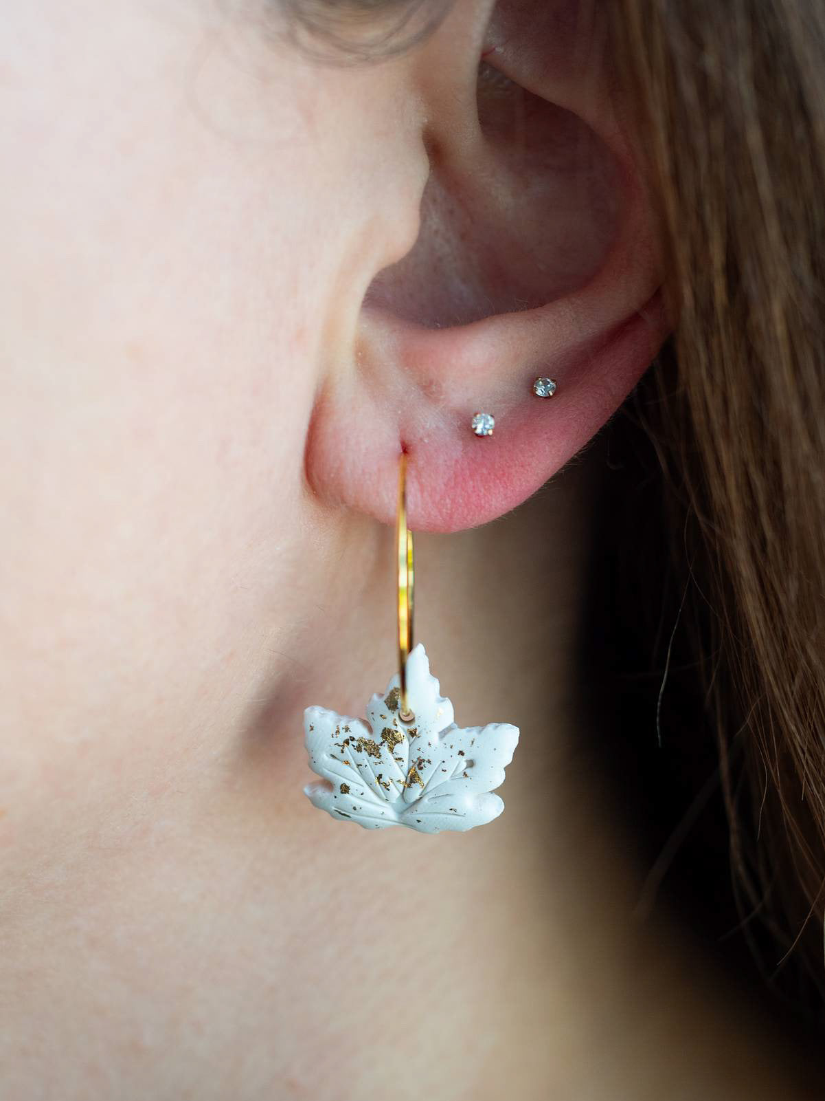 Maple Leaf Hoops in Cream