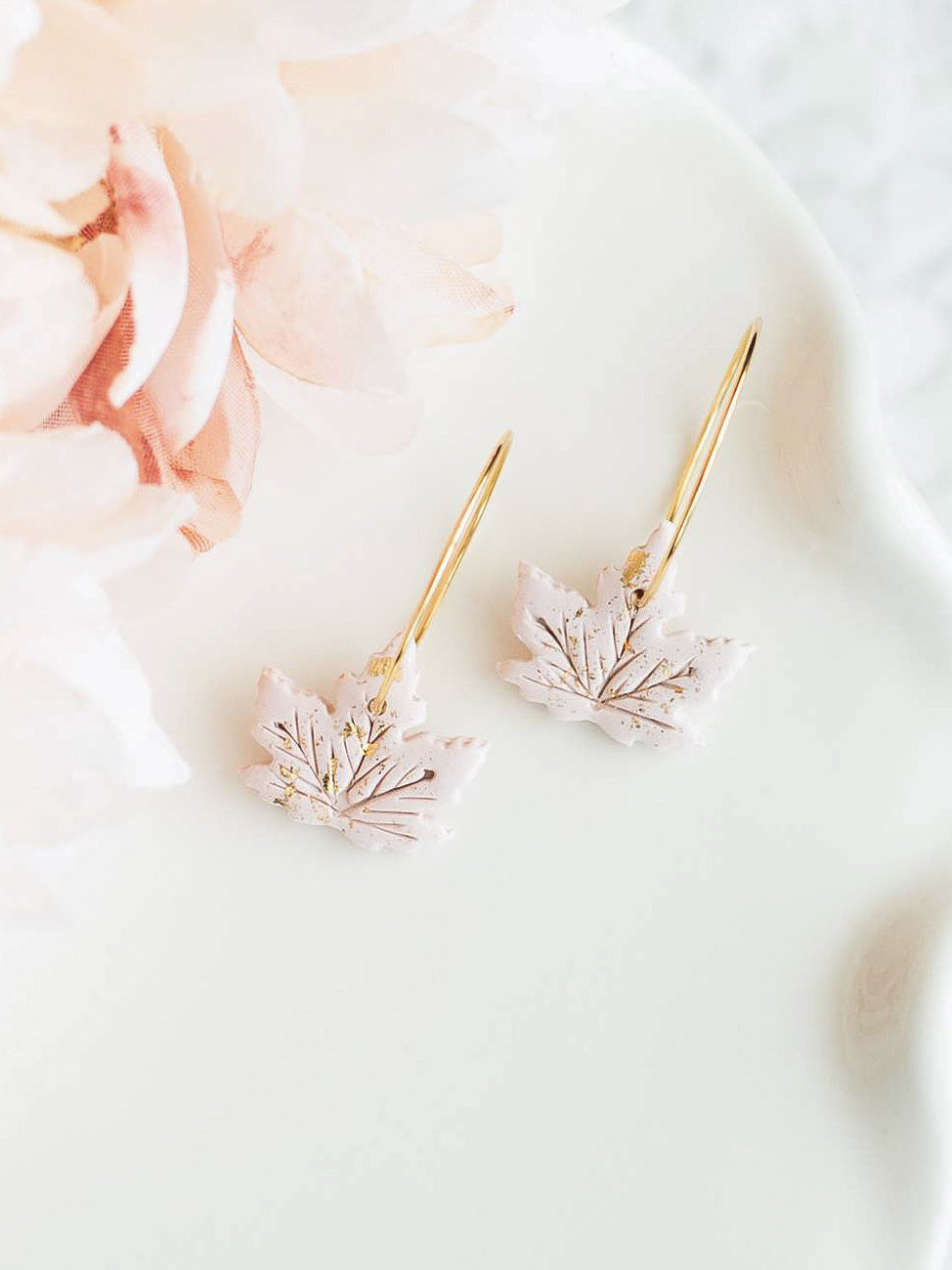Maple Leaf Hoops in Soft Pink