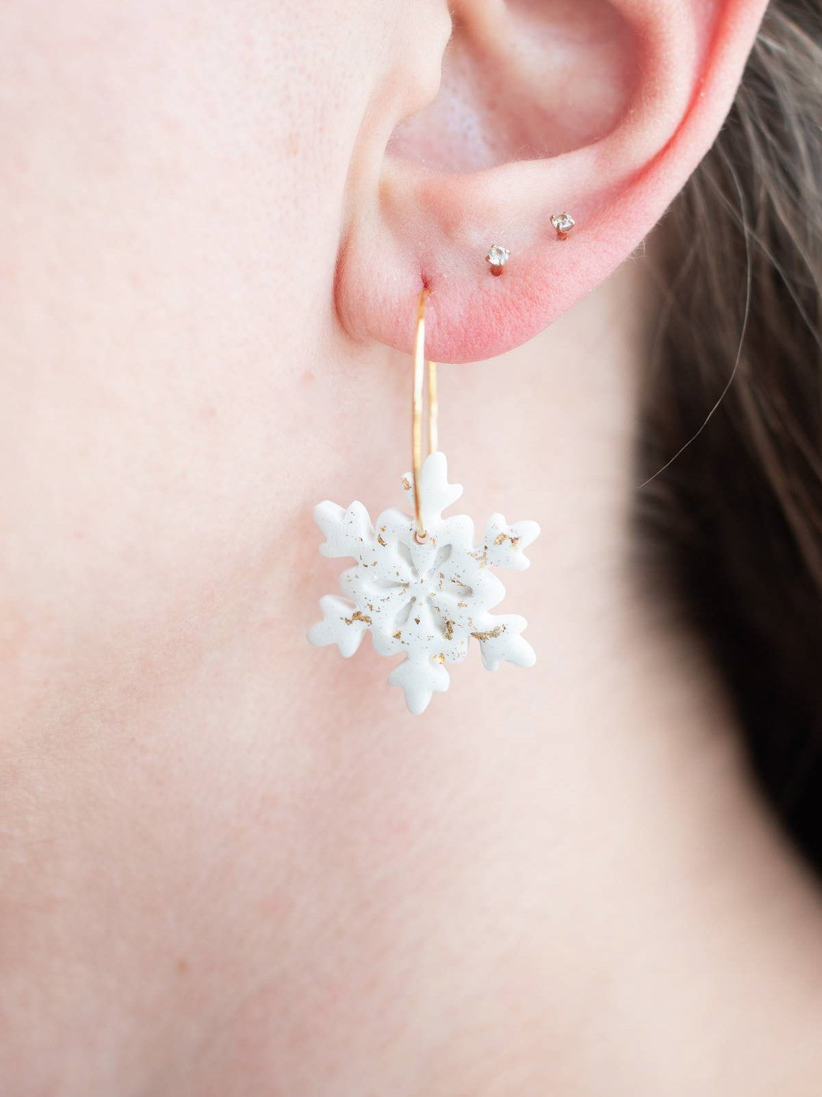 Embellished Snowflake Hoops