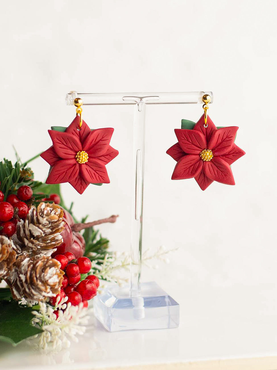 Poinsettia Statement Dangles