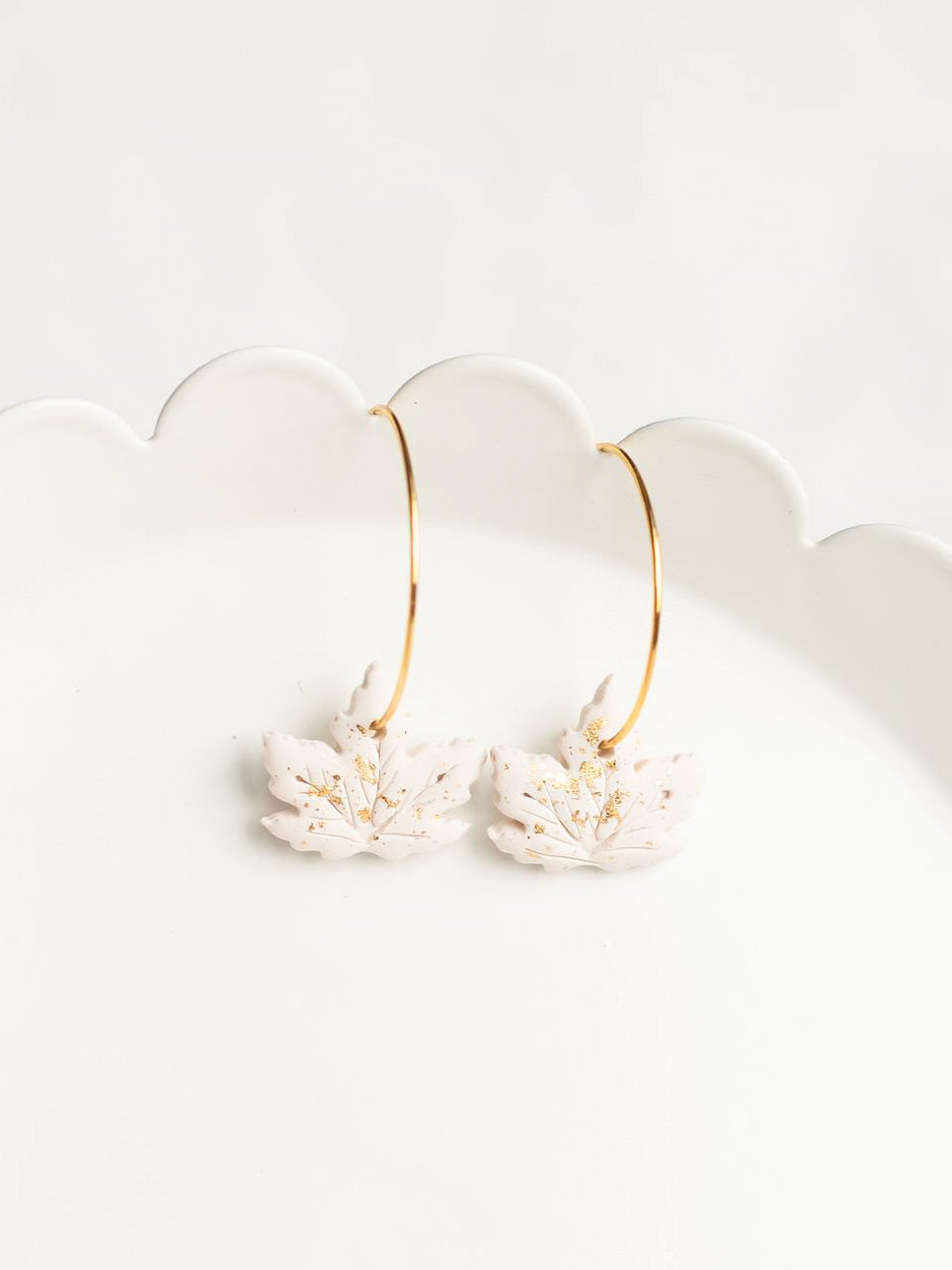 Maple Leaf Hoops in Cream