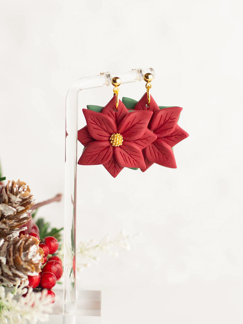 Poinsettia Statement Dangles