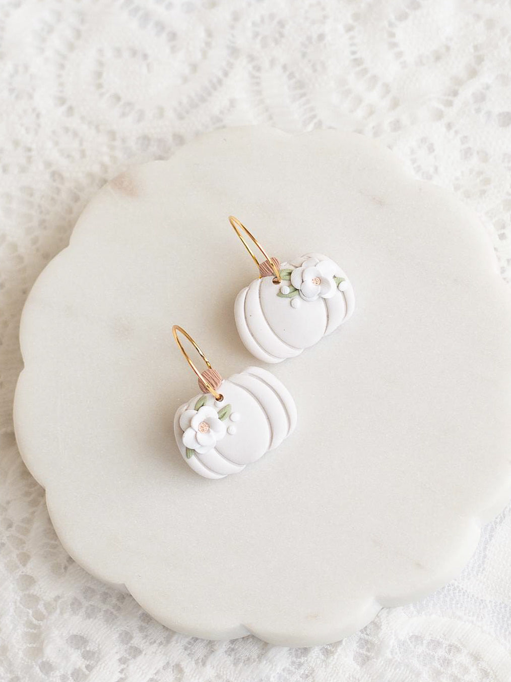 Pumpkin Floral Hoops in Cream