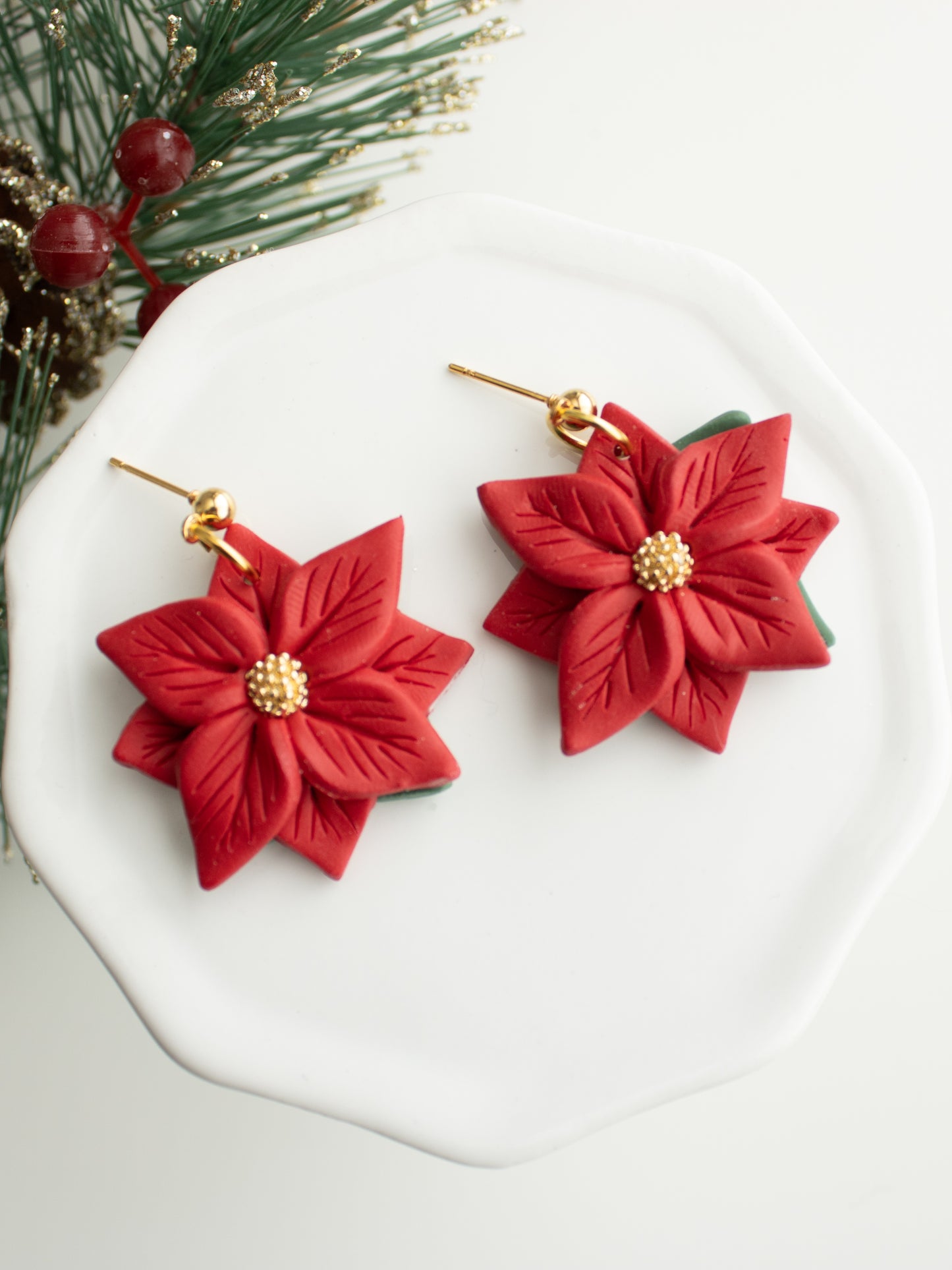 Poinsettia Statement Dangles