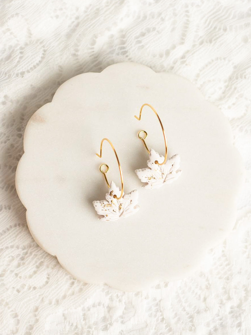 Maple Leaf Hoops in Cream