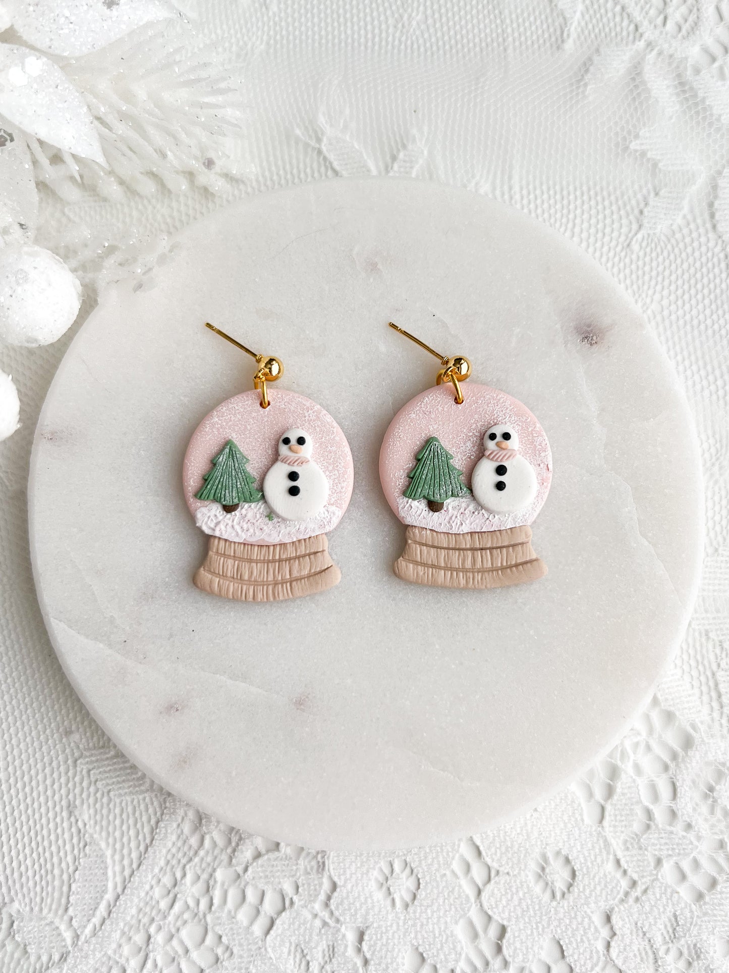 Pink Snow Globe Dangles