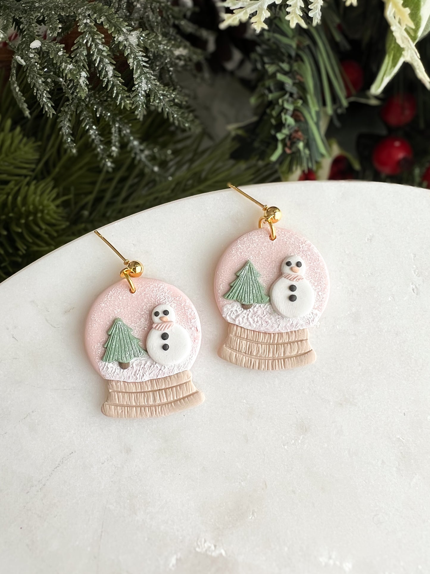 Pink Snow Globe Dangles