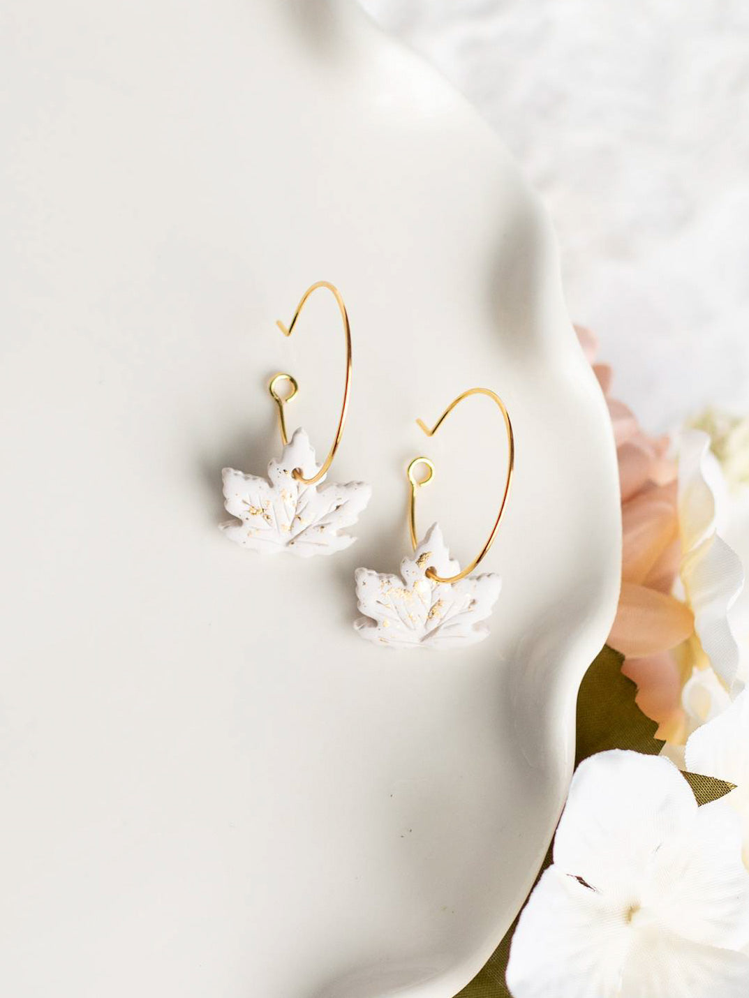 Maple Leaf Hoops in Cream