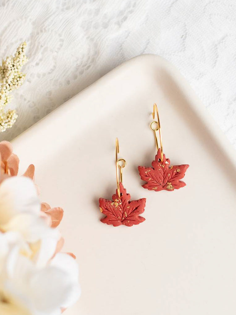 Maple Leaf Hoops in Rust