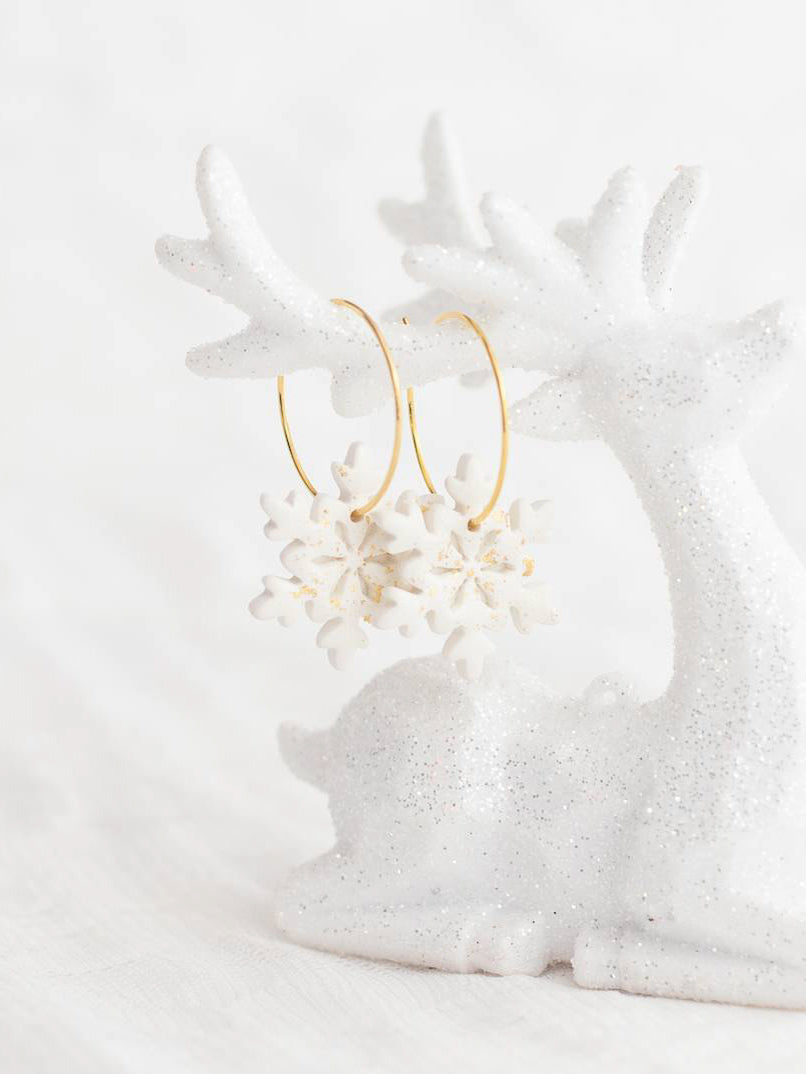 Embellished Snowflake Hoops