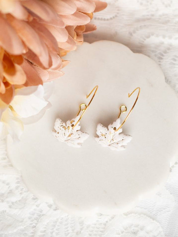 Maple Leaf Hoops in Cream