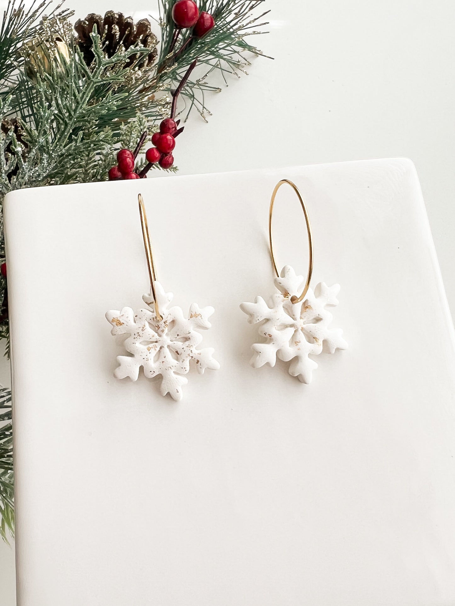Embellished Snowflake Hoops