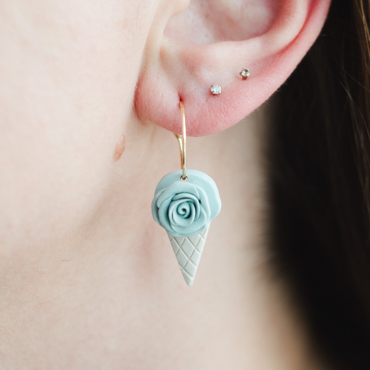 Mint Ice Cream Floral Hoops