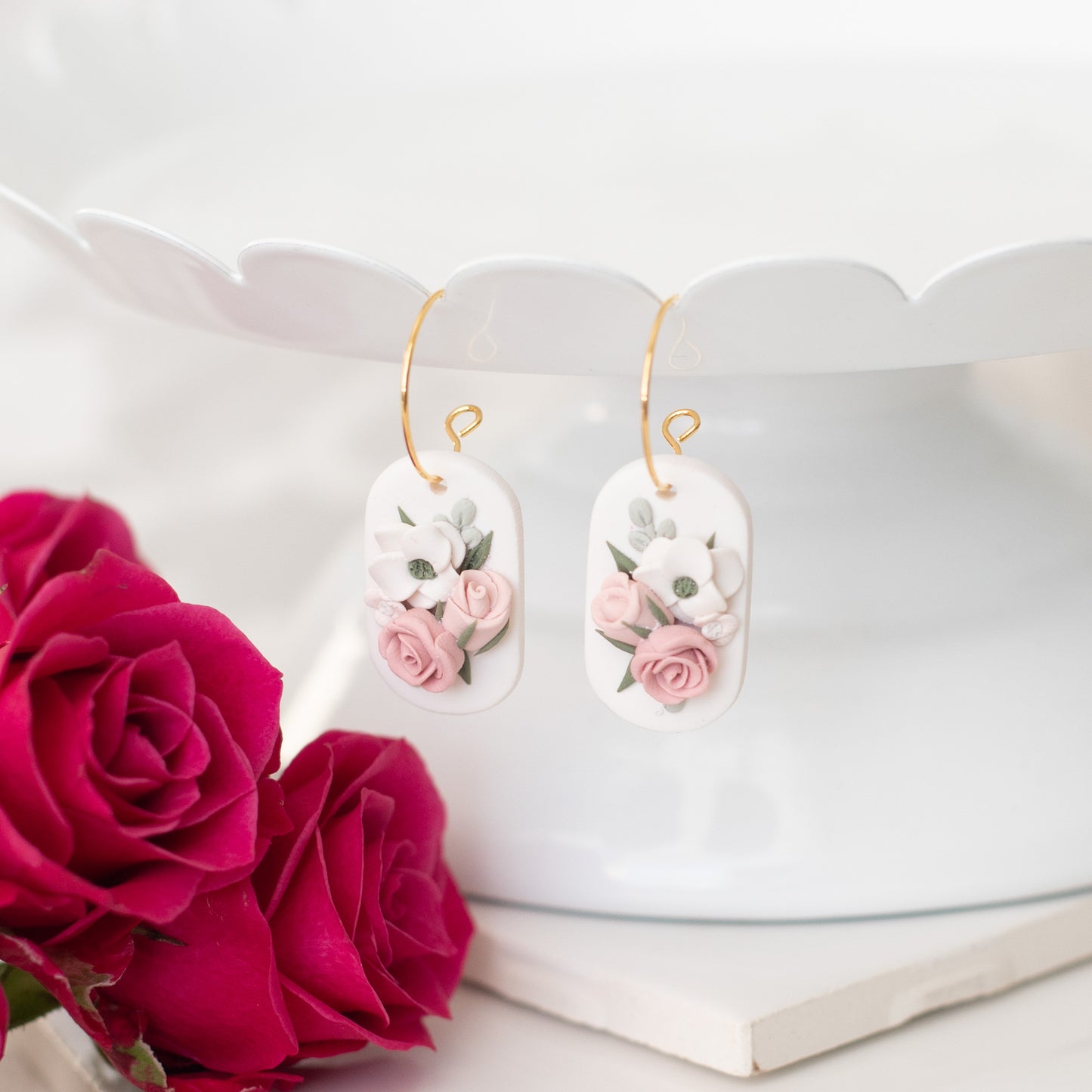 Pink Floral Hoops