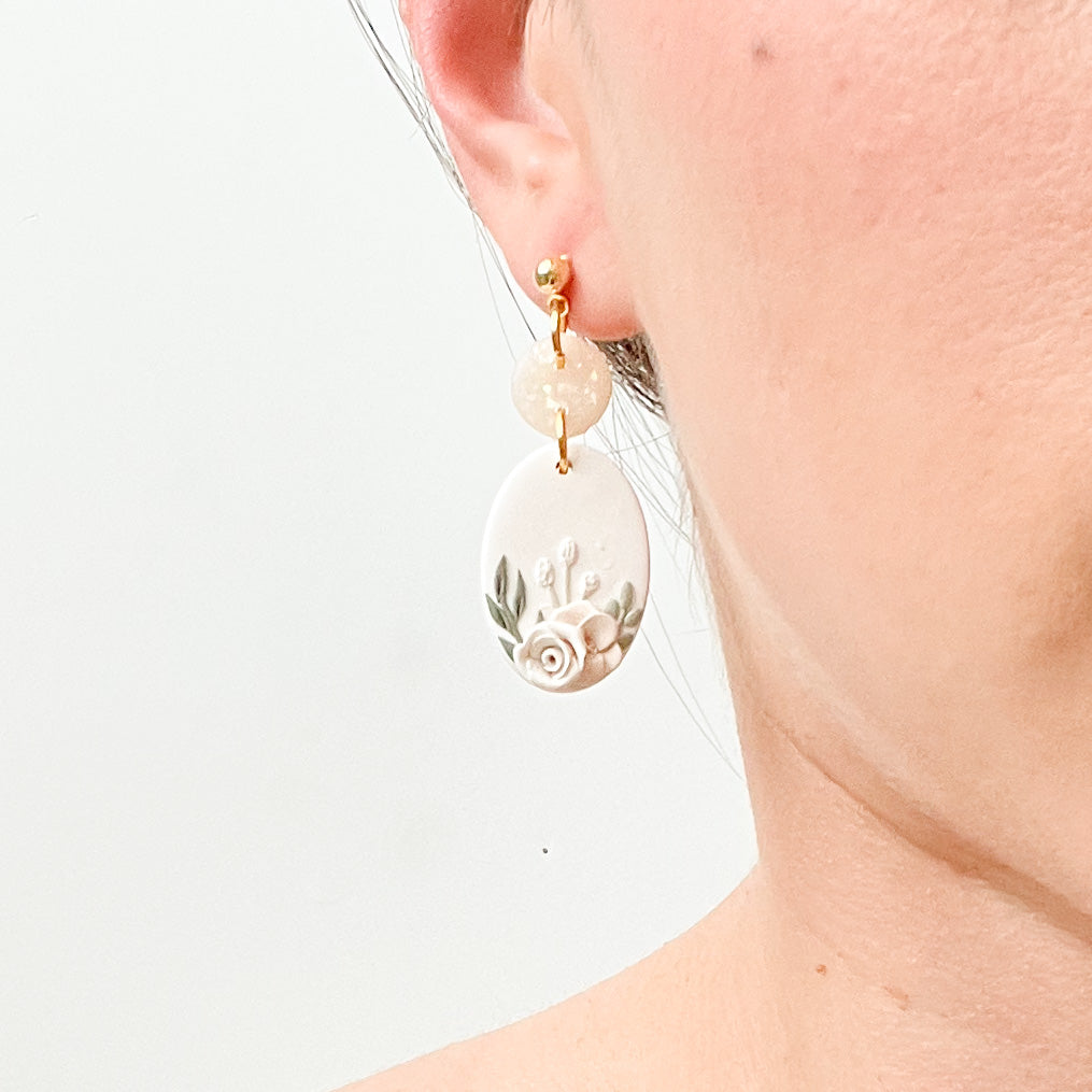 Soft Neutral Floral Dangles