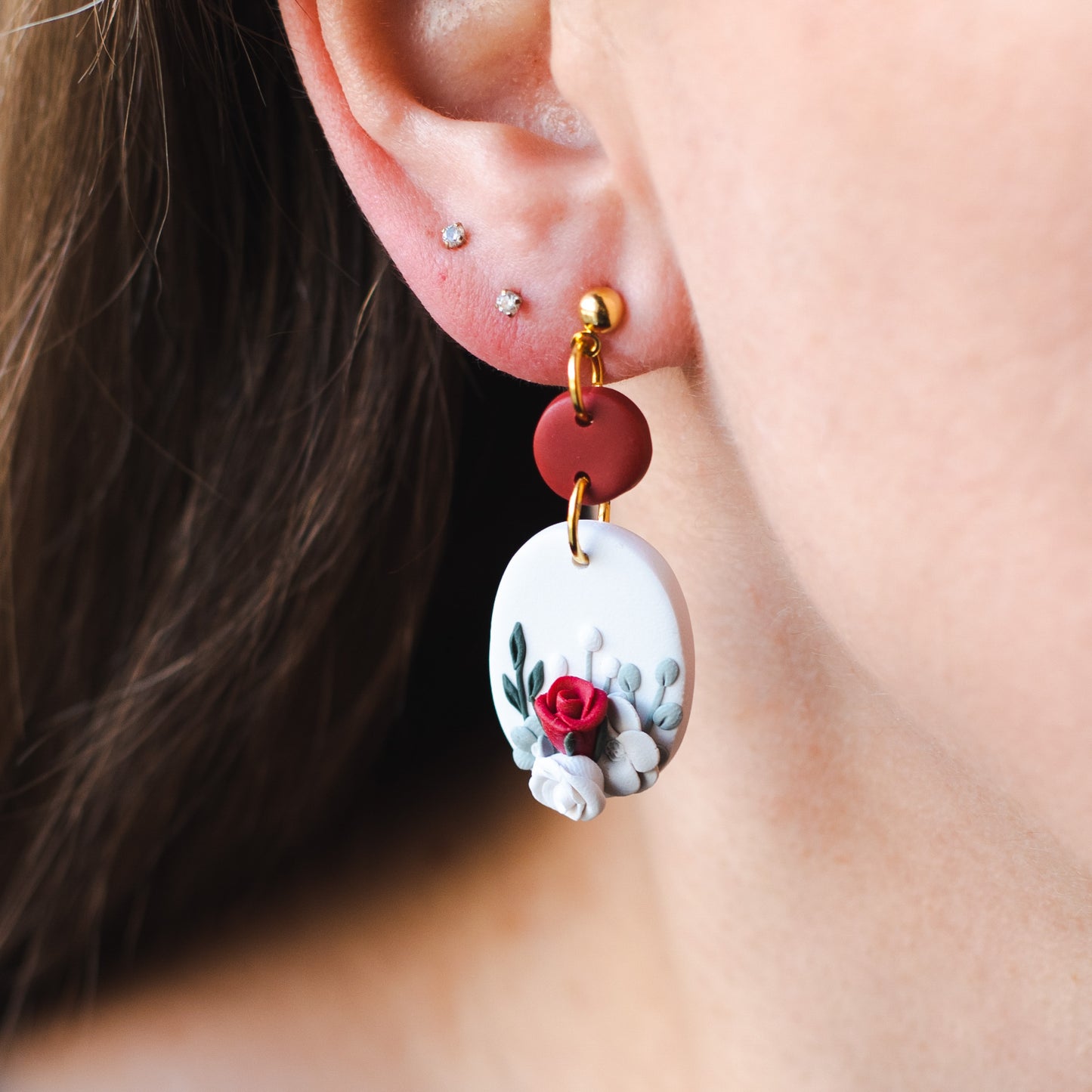 Red Floral Dangles