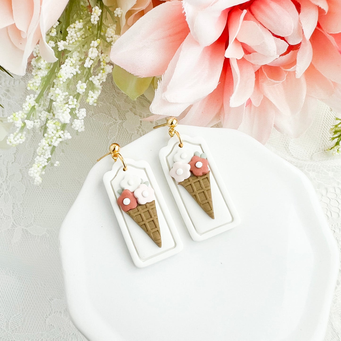 SALE - Spring Floral Ice Cream Cones