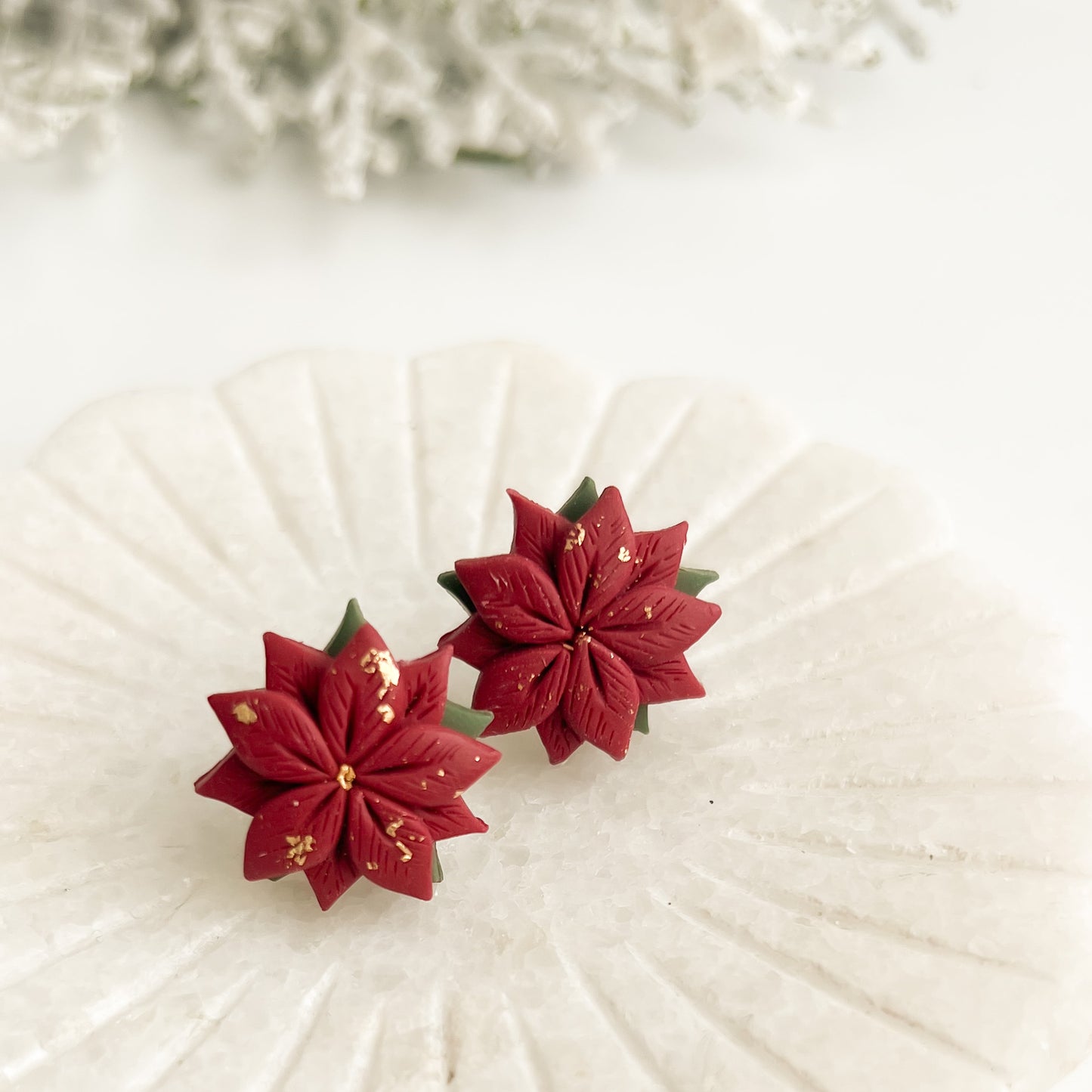 Poinsettia Statement Studs