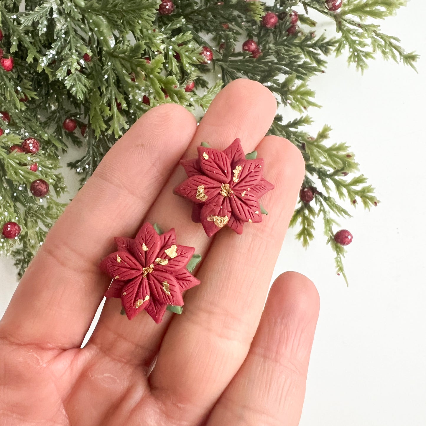 Poinsettia Statement Studs