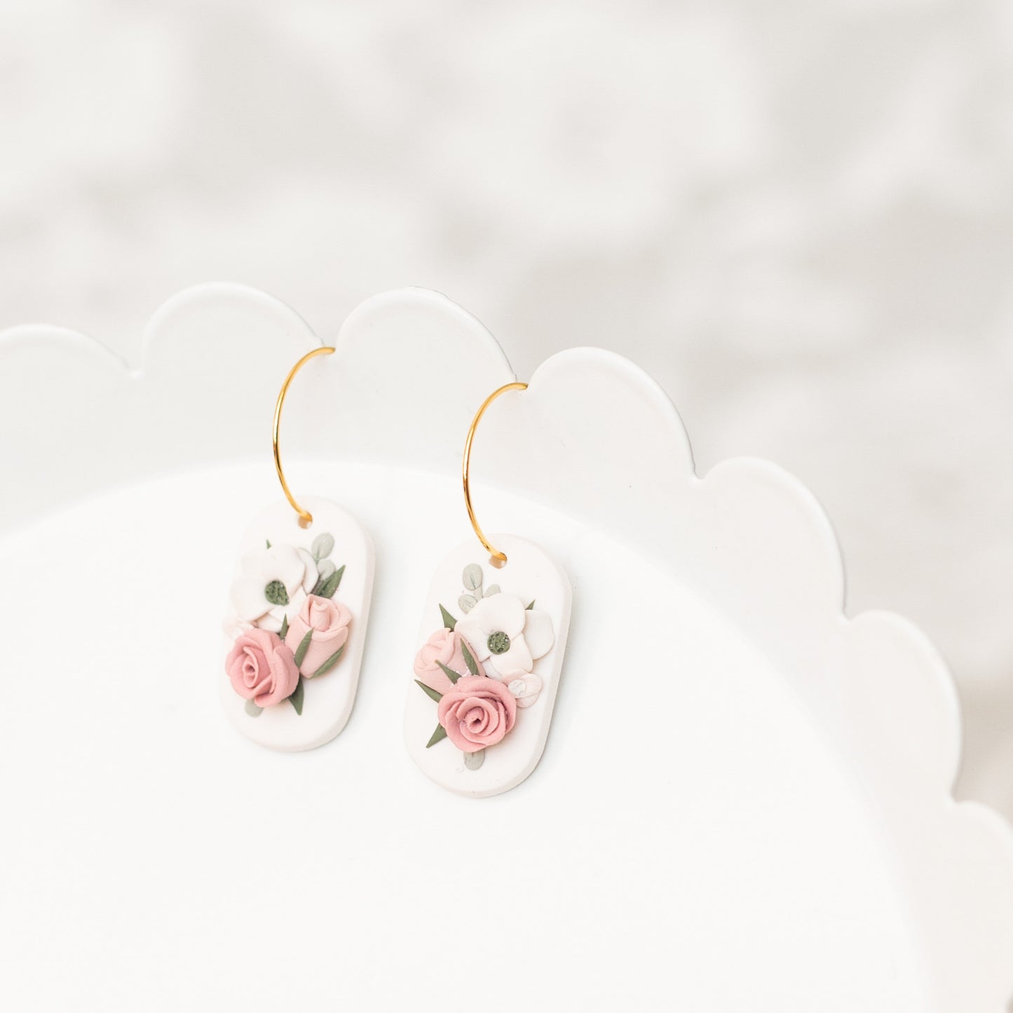 Pink Floral Hoops