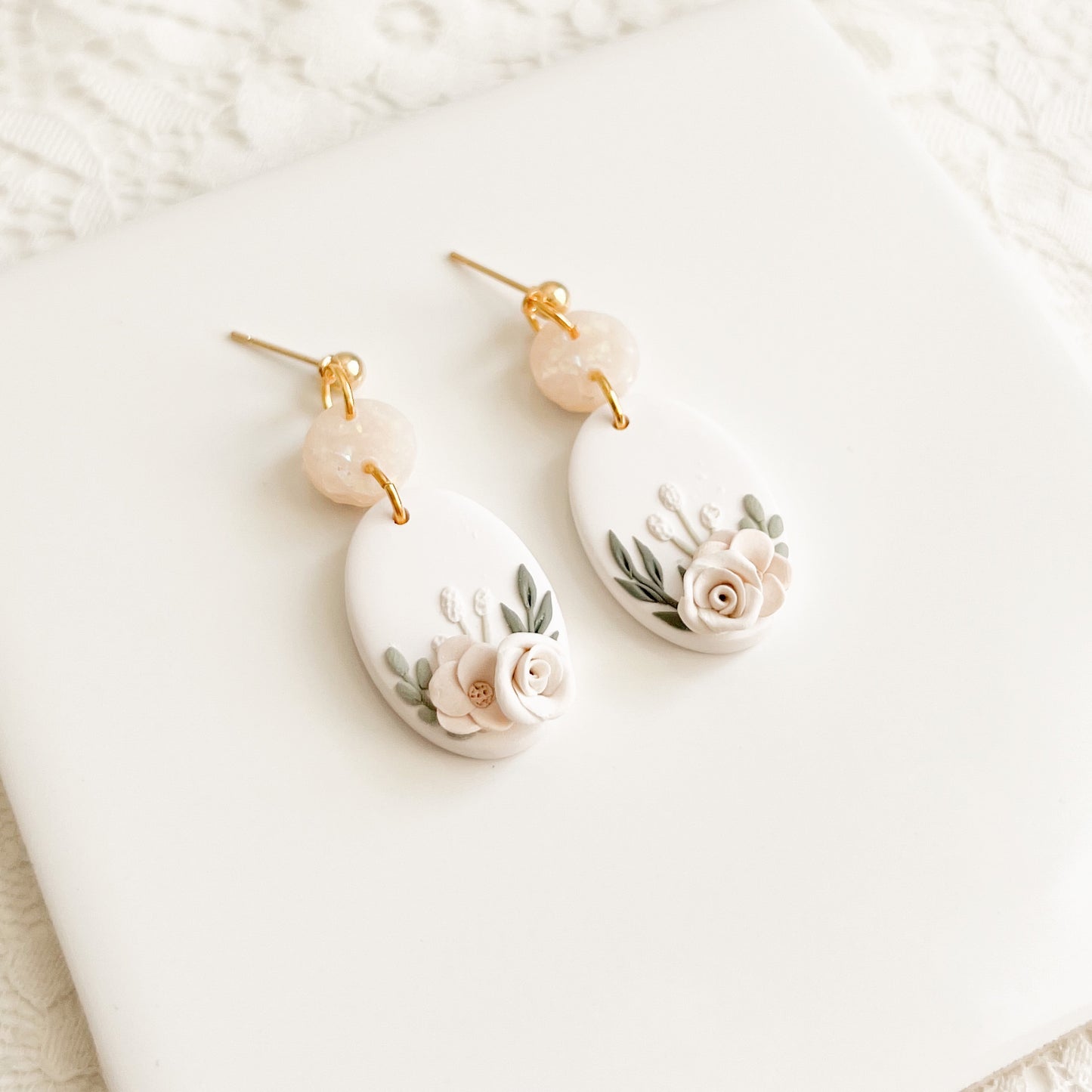 Soft Neutral Floral Dangles