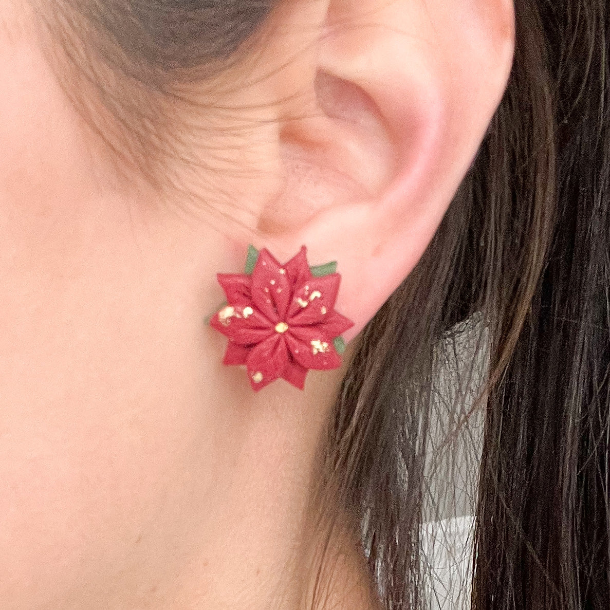 Poinsettia Statement Studs