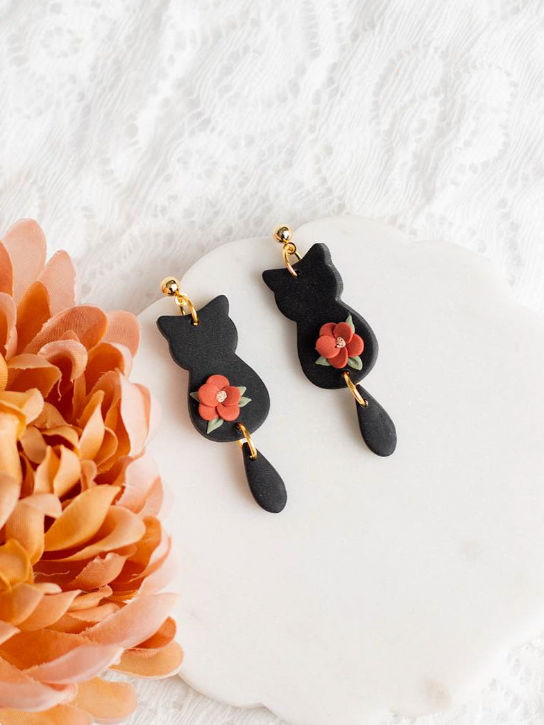 Cat Floral Dangles