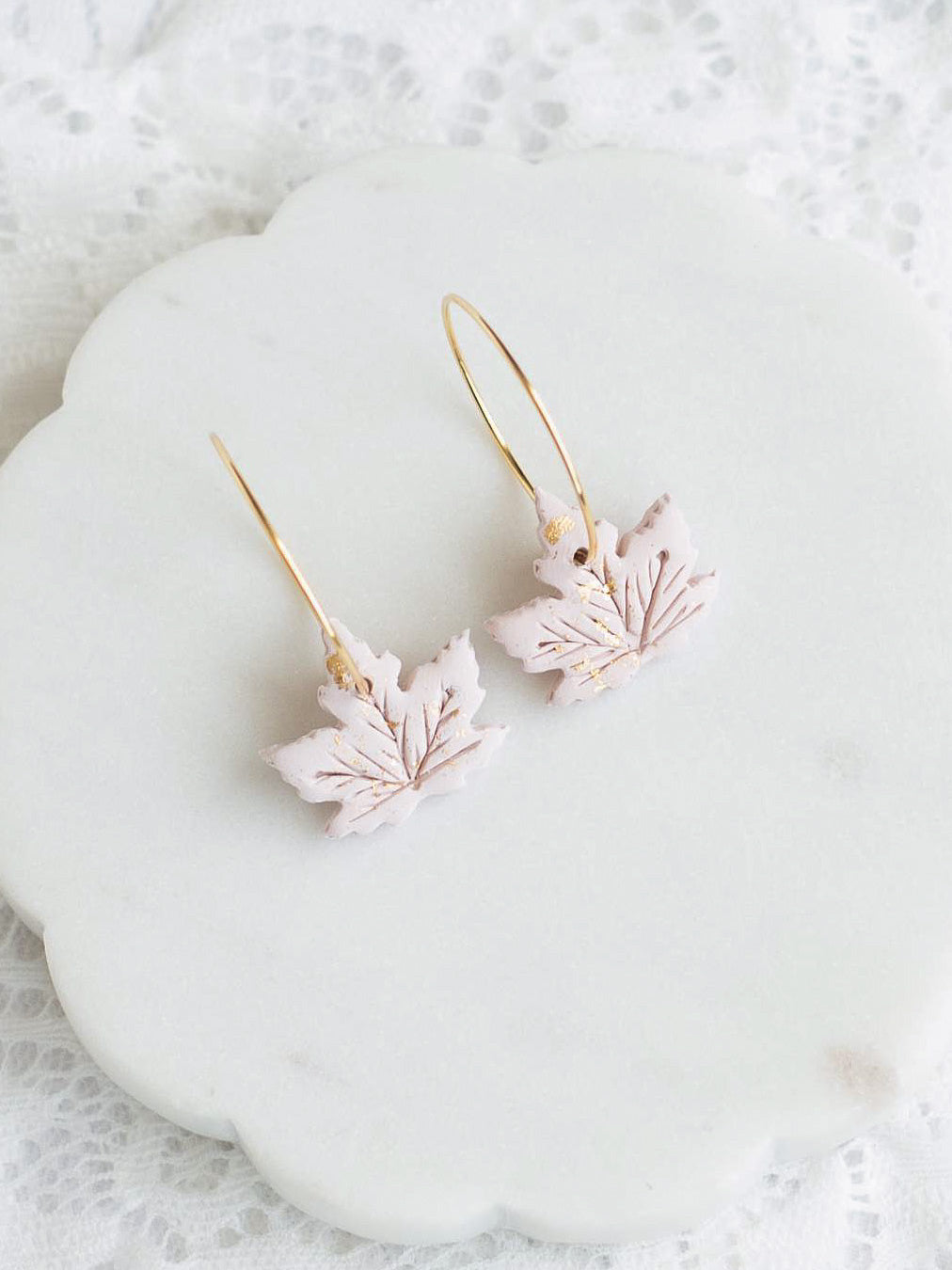 Maple Leaf Hoops in Soft Pink