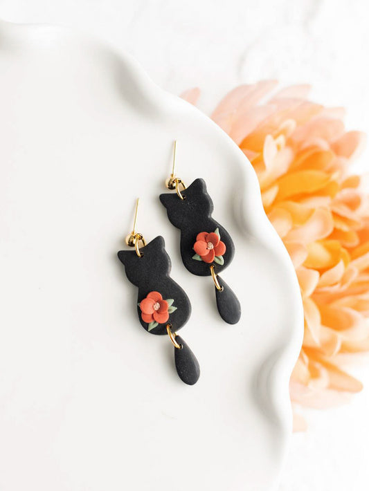 Cat Floral Dangles