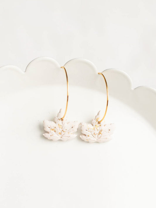 Maple Leaf Hoops in Cream