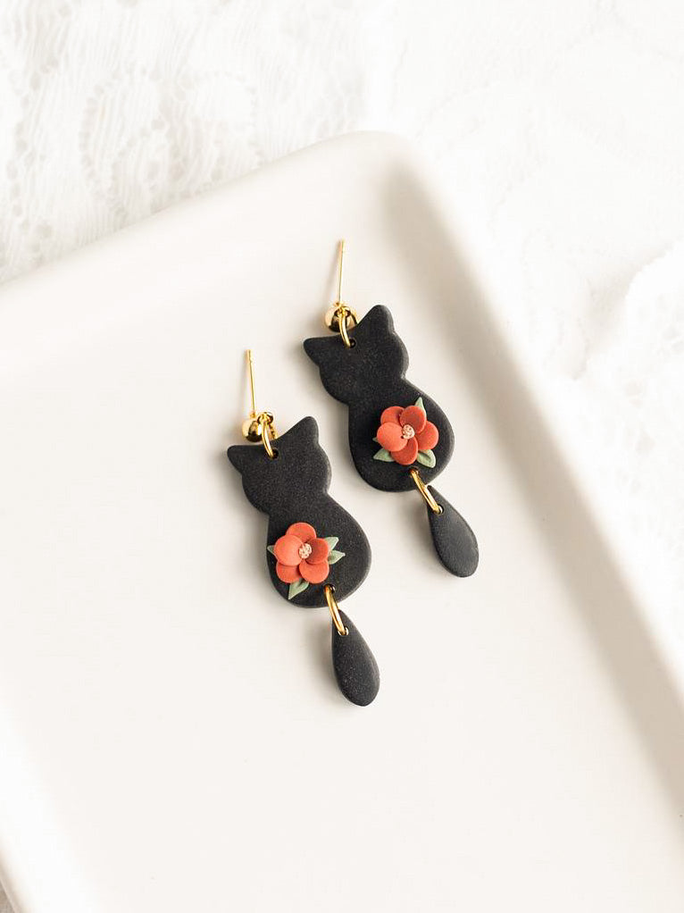 Cat Floral Dangles