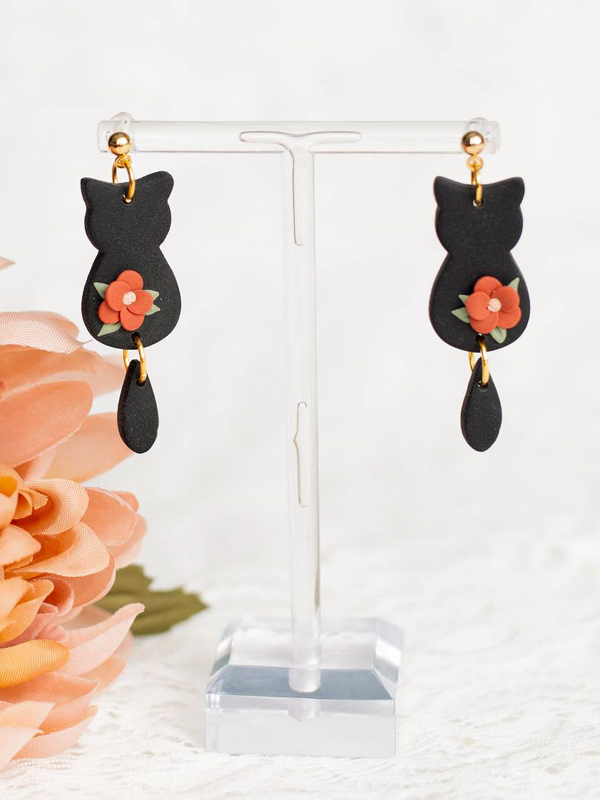 Cat Floral Dangles