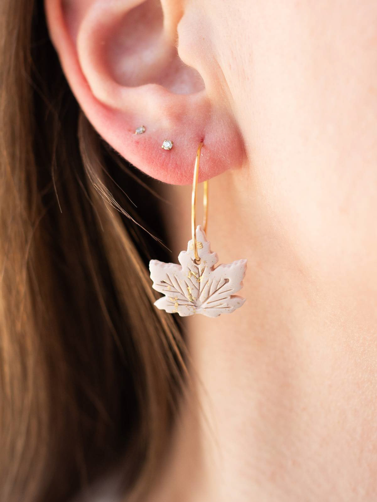 Maple Leaf Hoops in Soft Pink