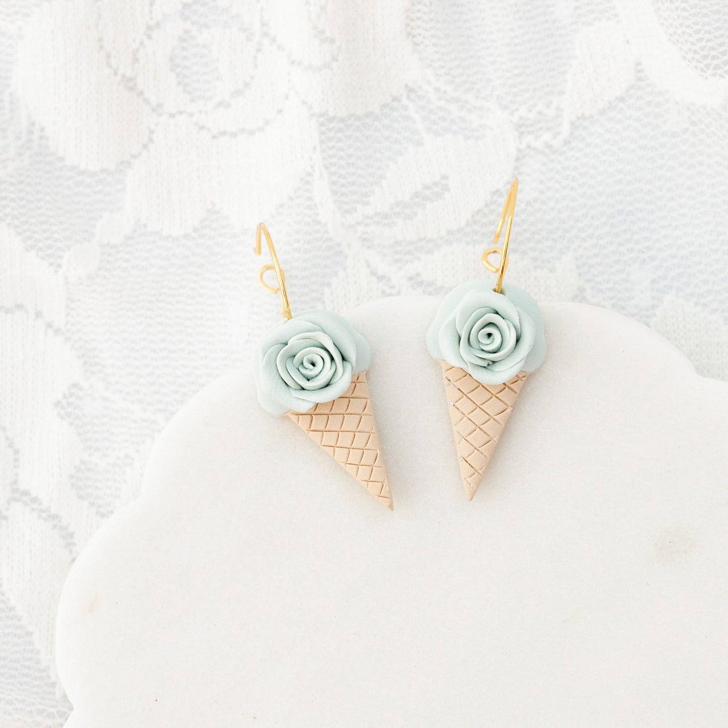 Mint Ice Cream Floral Hoops