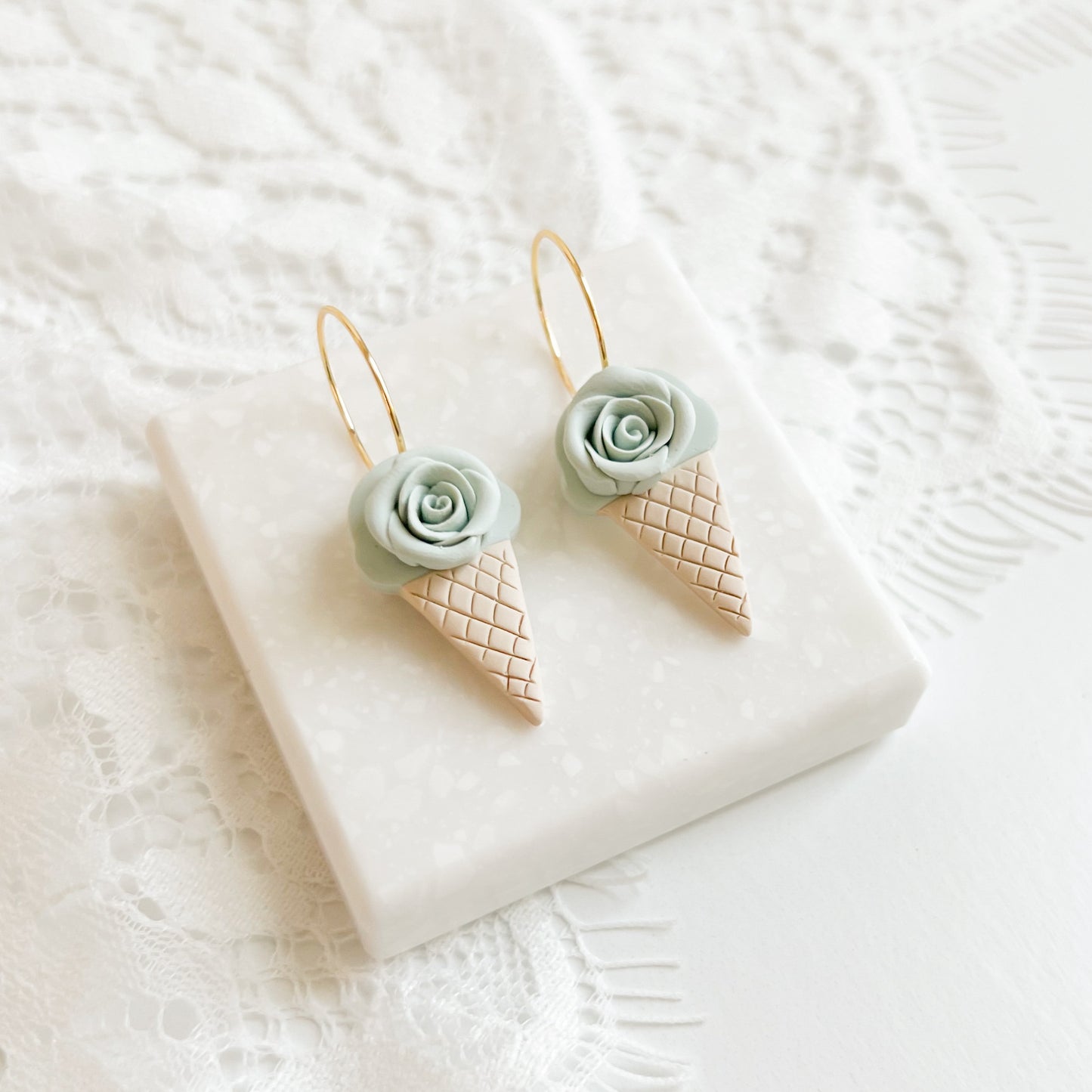 Mint Ice Cream Floral Hoops