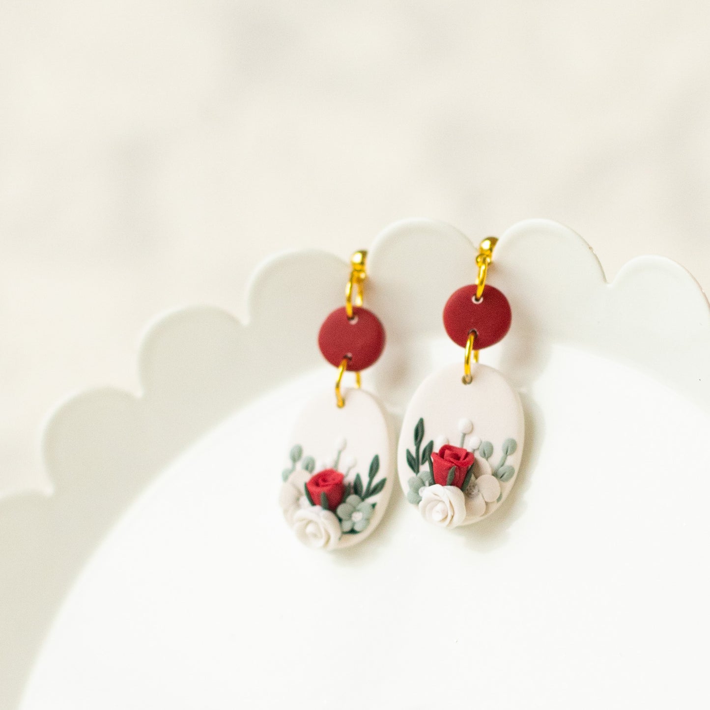 Red Floral Dangles